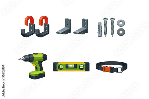 Collection of DIY tools and hardware for home improvement projects