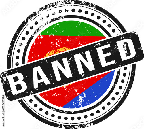 Eritrea Flag Banned Grunge Stamp