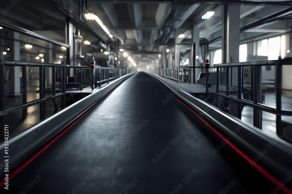 Fototapeta premium Industrial Conveyor Belt Without Cargo