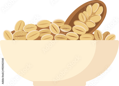 Coffee Beans in Bowl with Scoop Isolated on Transparent Background Fresh Coffee Concept