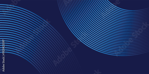 Abstract blue background with glowing curved lines. Shiny blue swirl curve lines design. Spiral lines. Geometric oval pattern.