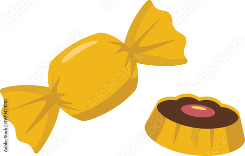 Wrapped and Unwrapped Chocolate Candies Isolated on Transparent Background Sweet Treat Concept