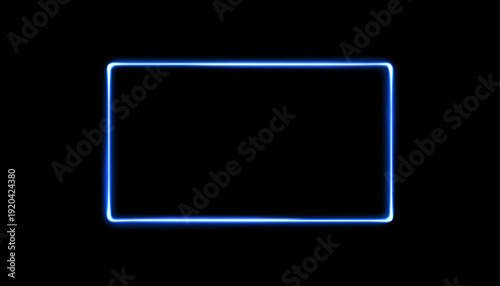 Technological background. Light blue glass frames in square, oval, rectangular, and round shapes. Futuristic neon blue background with technological elements. 