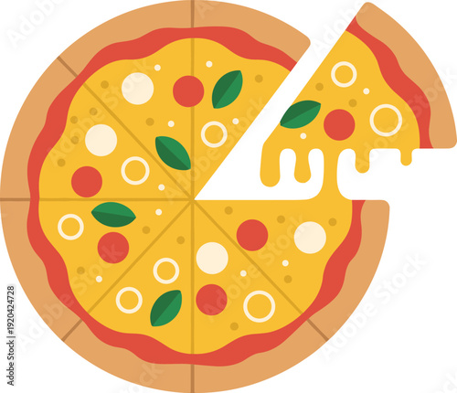 Pizza with Melted Cheese and Toppings Isolated on Transparent Background Italian Food Concept