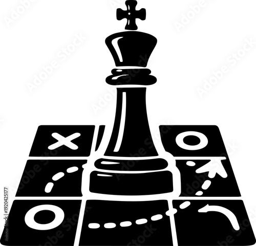 Business Strategy Planning Icon King Chess Piece Tactical Decision Concept