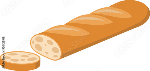 Fresh Baked Bread Loaf with Slice Cut Isolated on Transparent Background Artisan Bakery Concept