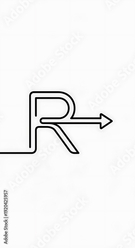 Minimalist R Letter Arrow Logo Design for Forward Direction.