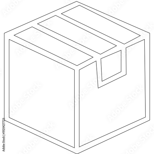 Box line icons. Empty open shipping box or unboxing line art. Carton boxes icon set. Stock vector. Vector illustration.Box delivery icon set. Shopping package box. Box icon collection.