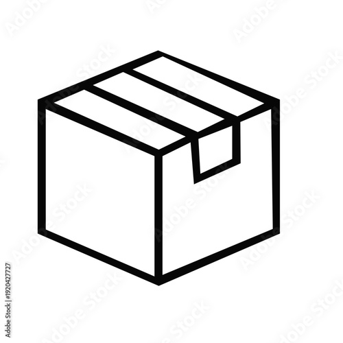 Box line icons. Empty open shipping box or unboxing line art. Carton boxes icon set. Stock vector. Vector illustration.Box delivery icon set. Shopping package box. Box icon collection.