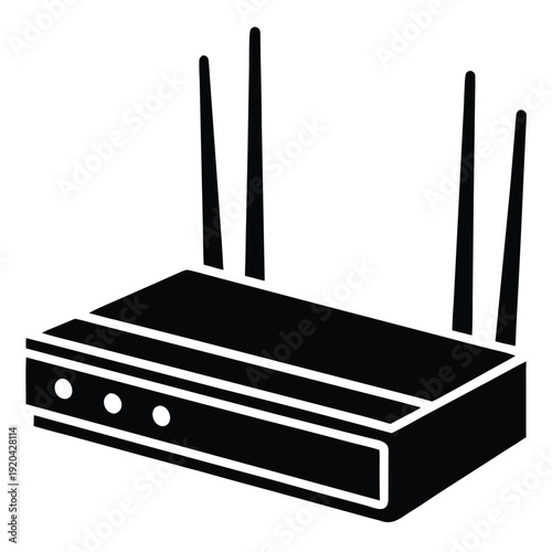 Set of four wireless router icons in different artistic styles including hand-drawn sketch, simple line art, solid glyph, and flat color for representing internet connectivity