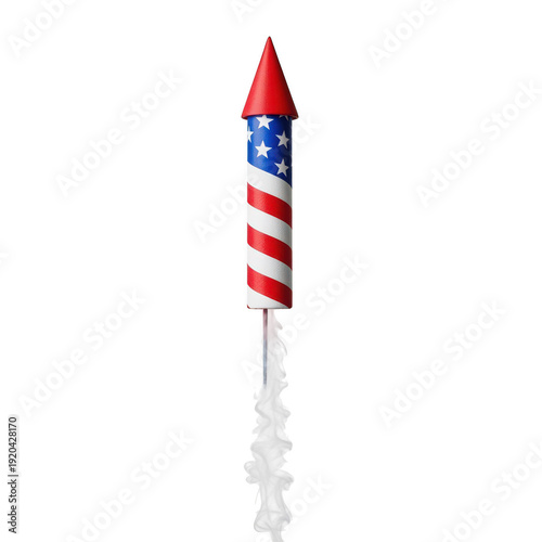 A patriotic rocket shaped like a firework