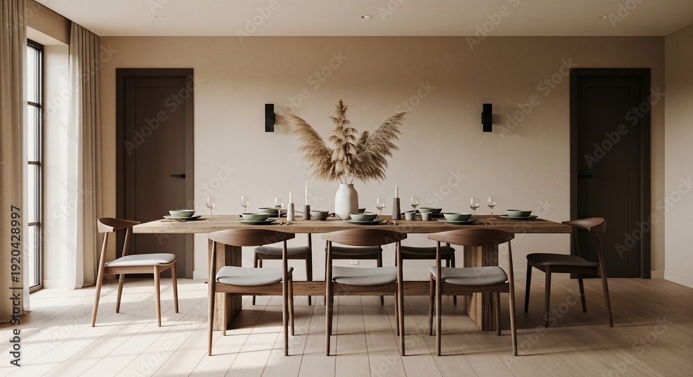 Obraz premium Modern Dining Room with Elegant Table Setting.