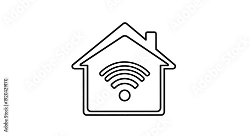 Smart Home Wi-Fi Icon, Wireless Connectivity and Modern Living Concept on Isolated White Background