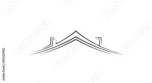 Minimalist House Roof Line Art Icon, Modern Architecture Concept on Isolated White Background