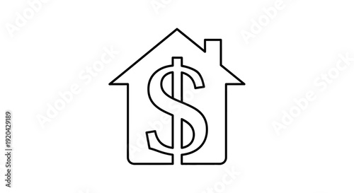 House with Dollar Sign Icon, Real Estate Finance Concept on Isolated White Background