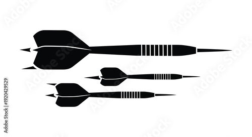 Three black darts are displayed in a linear arrangement showcasing a striking silhouette high quality professional detailed modern elegant stylish clean