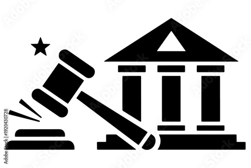 Trial Solid Icon Simple Shapes Vector Legal Court Law Justice Symbol