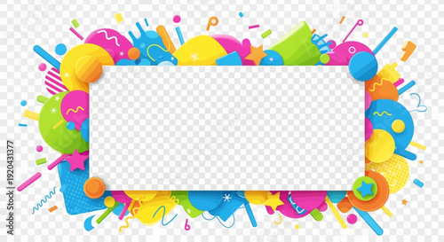 Colorful happy birthday card illustration with a decorative vector frame border and festive celebration pattern design featuring copy space for a party invitation or gift wallpaper