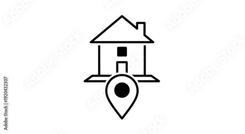 House with Map Pin Location Pointer Real Estate Icon, isolated white background