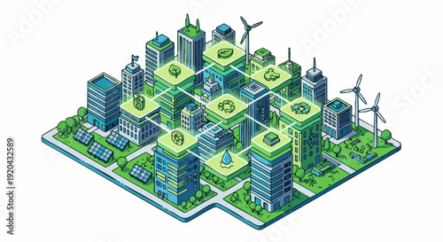 Sustainable urban development with renewable energy sources.