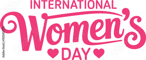 International Womens Day Pink Text Hearts