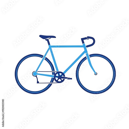 Blue Fixed Gear Bicycle Illustration - Minimalist Design for Urban Cycling.