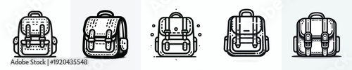 Vector line art icon of a school bag. School supplies. Vektor, icon, set icon, minimalist, flat, illustration