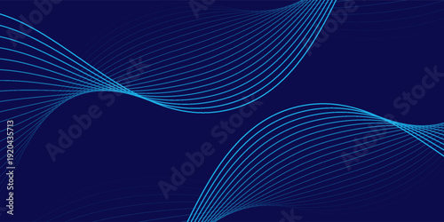 Abstract blue background with glowing curved lines. Shiny blue swirl curve lines design. Spiral lines. Geometric oval pattern. Futuristic technology concept. Vector illustration