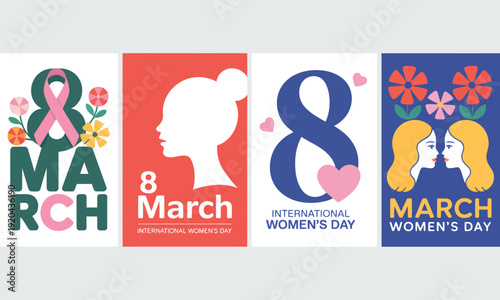 International Womens Day Posters on Colorful Background