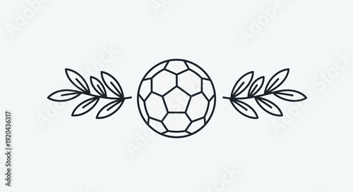 Soccer Football Ball with Laurel Branches Emblem, isolated white background