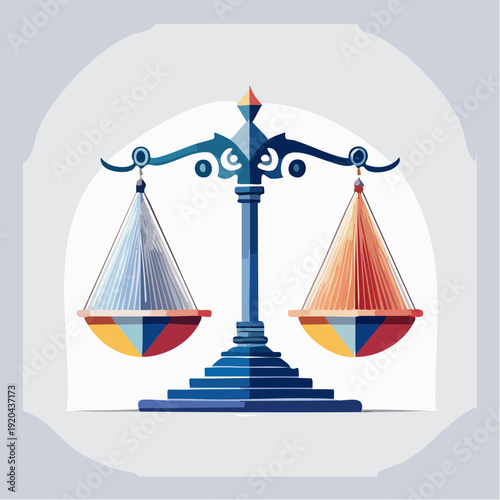 Justice scales icon symbolizing legal balance, law and fairness in society and court proceedings