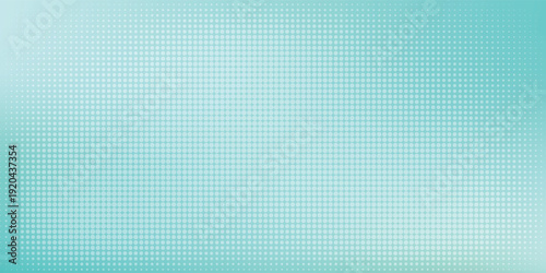Abstract turquoise blue halftone dots pattern on vibrant gradient background.