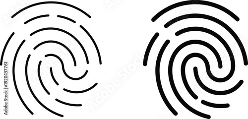 Fingerprint icons illustration, biometric identification vector, security authentication design, personal identity symbol, digital recognition concept, access control graphic, privacy protection