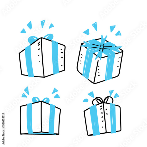gift boxes illustration vector collection in hand drawn doodle