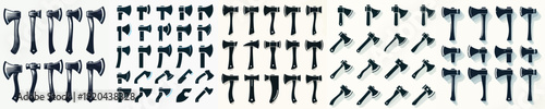 Vector set image silhouette of axe