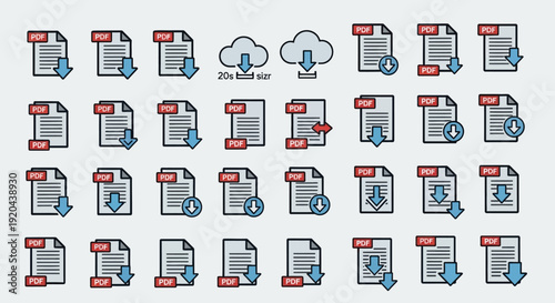 PDF Download Icons: Document File Format Symbols