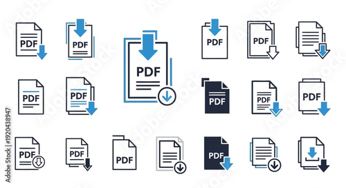 PDF Download Icons: Document File Format Symbols