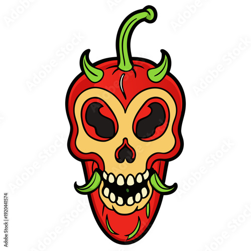 Spicy skull  of curved chili