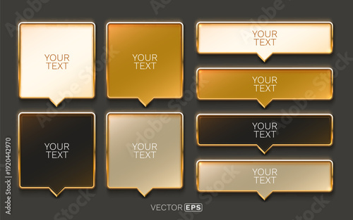 Elegant Golden Speech Bubbles and Banners.