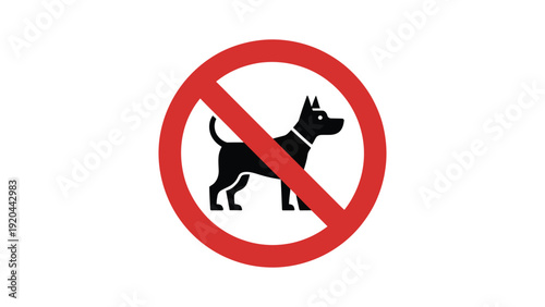 no dogs allowed prohibition sign with dog silhouette inside red ban circle isolated warning symbol for restricted area animal control rule