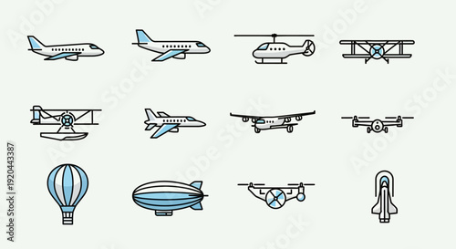 Pixel Art Aircraft Collection: Diverse Aviation Icons