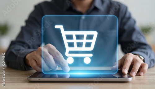 Wallpaper Mural E-commerce transaction process online shopping digital interaction home office close-up view user engagement Torontodigital.ca