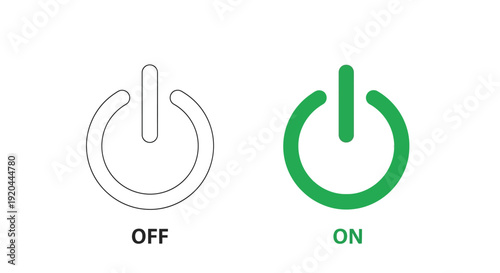 Power Button Icons: On and Off States
