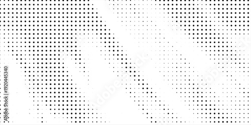 A monochrome abstract background featuring halftone dot patterns forming soft geometric shapes and gradients.