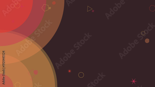 Vibrant abstract design with geometric shapes on dark background