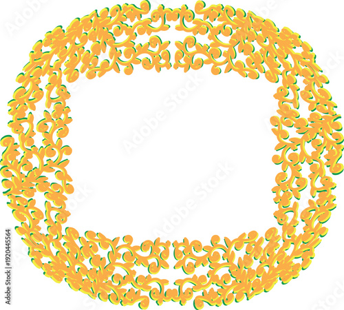 Yellow frame for decoration. Vector image of an oval frame.