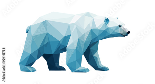 A stylized illustration of a polar bear character in shades of blue, created for Polar Bears International Day, set against a clean white background with a geometric design.