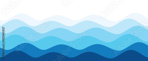 Seamless sea waves layered vector background. Blue ocean waves. Water wave pattern design. vector background.