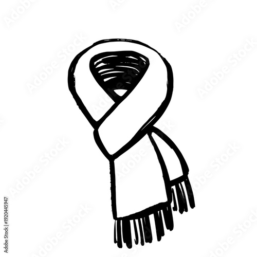 Winter Shawl Scarf Doodle Illustration Line Art. Hand Drawn Minimalist Winter Accessory for Cold Weather and Fashion Design.