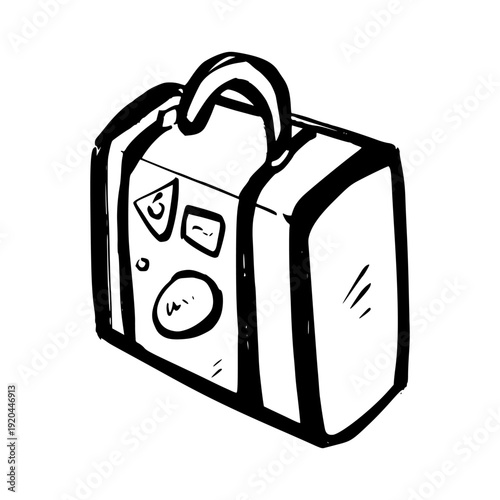 Travel Suitcase Doodle Illustration Line Art. Hand Drawn Minimalist Luggage Symbol for Business Trip and Vacation Planning Design.